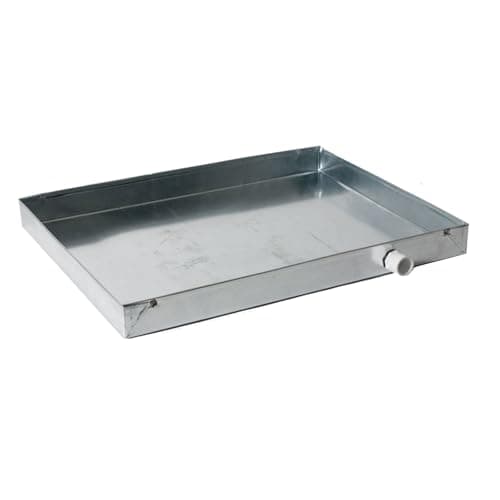 F&L Heavy-Duty Galvanized Steel Condensate Drain Pan (26 x 26 x 2 in, Pre-Drilled Drain Hole)