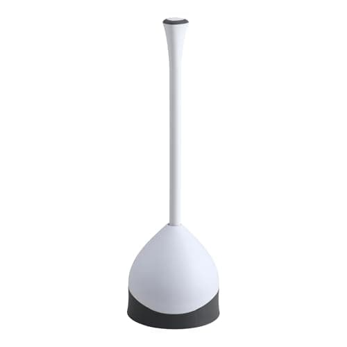 Clorox Toilet Plunger with Hideaway Holder Caddy (Flange Cup, 15.5 in Handle, White)