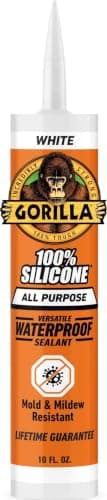 Gorilla 100% Silicone Waterproof Caulk, 10 oz Cartridge (White, ASTM C-920 Class 35)