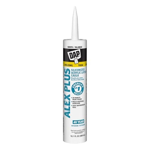 DAP Alex Plus Acrylic Latex Caulk with Silicone, 10.1 fl oz (White, Paint-Ready in 30 Minutes)