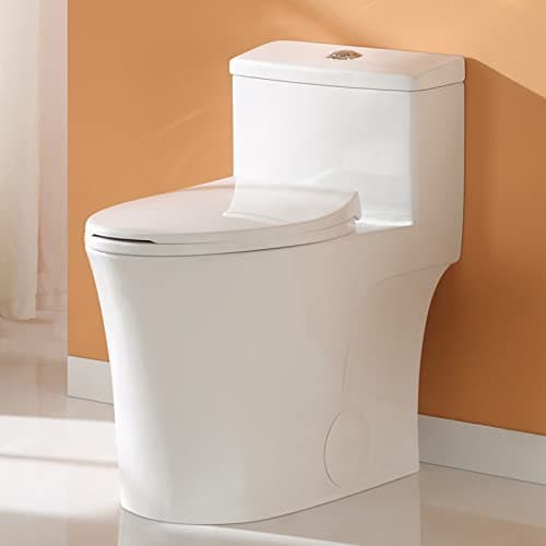 HOROW T0338W One Piece Toilet (Dual Flush 1.1/1.6 GPF, 2 in Glazed Trapway, 17.3 in Seat Height)