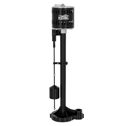 K2 Pumps SPP03301K 1/3 HP Thermoplastic Pedestal Sump Pump (2,400 GPH at 10 ft, Vertical Float)