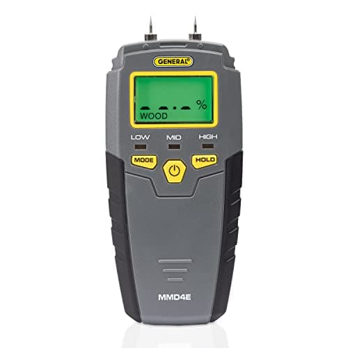 General Tools MMD4E Pin Moisture Meter (Wood 5–50%, Building Materials 1.5–33%, Spare 8 mm Pins)
