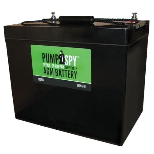 PumpSpy 12V 75Ah AGM Battery for Sump Pumps (Sealed, Maintenance-Free, Any-Position Mounting)