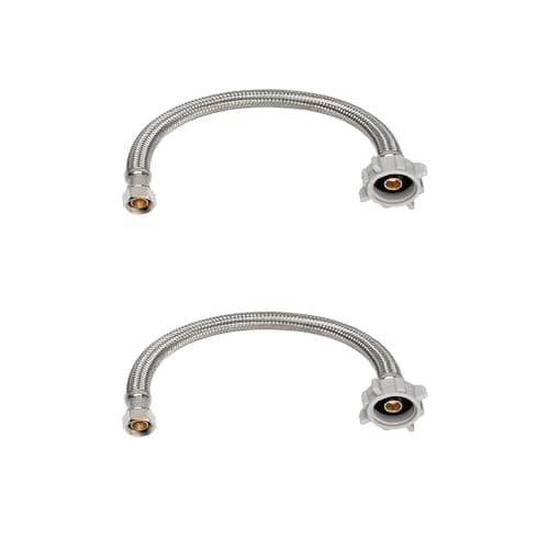PLUMBINGMASTER 12 in Braided Stainless Toilet Supply Line (3/8 in Comp x 7/8 in Ballcock, 2-Pack)