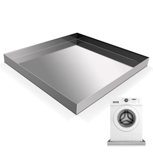 3 BUZZLETT 304 Stainless Steel Washing Machine Pan (28 x 30 x 2.5 in, No Drain Hole)