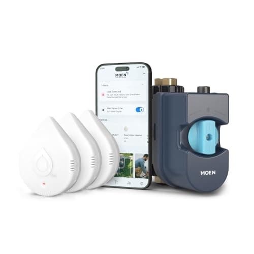 Moen Flo 3/4 in Smart Water Shutoff with 3 Flo Detectors (900-001, 920-005)