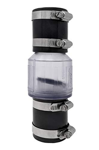 PumpSpy CV-150 1-1/2 in Silent Check Valve (Spring-Loaded, Clear Body, Rubber Couplings)