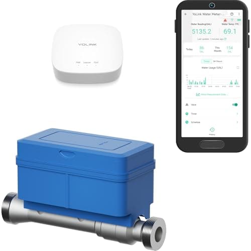 YoLink FlowSmart All-in-One Ultrasonic Water Meter and Shutoff Kit (3/4 in, With Hub)