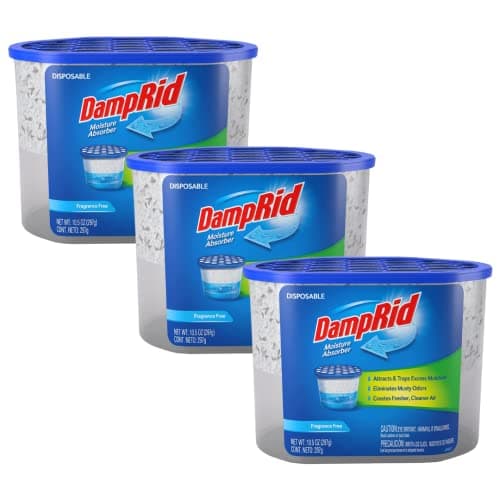 DampRid Fragrance Free Disposable Moisture Absorber Cups (10.5 oz, 3 Pack)