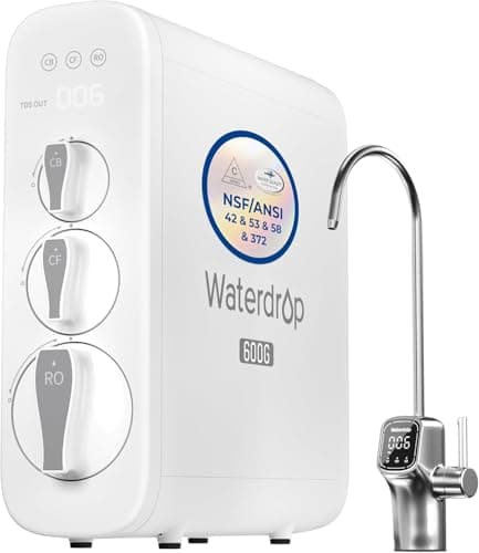 Waterdrop G3P600 600 GPD Tankless Reverse Osmosis System (2:1 Drain Ratio, Smart Faucet)