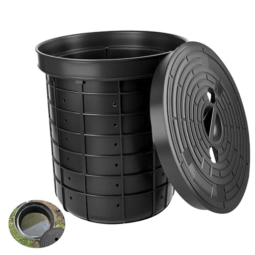 Mindoub 18.5 in Large Perforated Sump Pump Basin and Lid Combo (48 Perforations, Two 1.7 in Lid Openings)