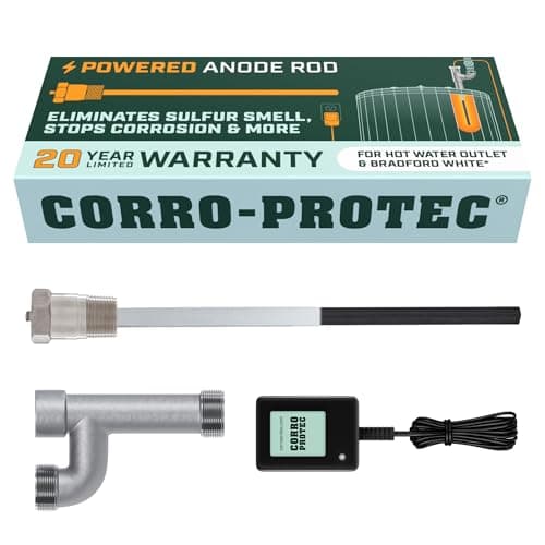 Corro-Protec Powered Anode Rod for Bradford White and Hot Water Outlet (10 to 120 Gallon, 3/4 in NPT, Wye Fitting Included)