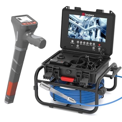 Sanyipace Self-Leveling Sewer Camera With 512 Hz Locator (100 ft, 9 in Screen, 1080P, 23 mm Head, Distance Counter)