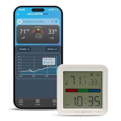AcuRite 17017M Smart Wi-Fi Indoor Comfort Meter (App Alerts, 5-Minute Updates)