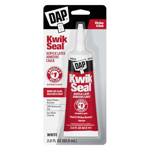 DAP Kwik Seal Kitchen & Bath Adhesive Caulk, 2.8 oz (White, Acrylic Latex)