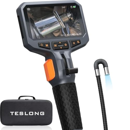 Teslong TD450S Two-Way Articulating Borescope (210° Steerable Tip, 4.5 in Screen, 5 ft Cable)