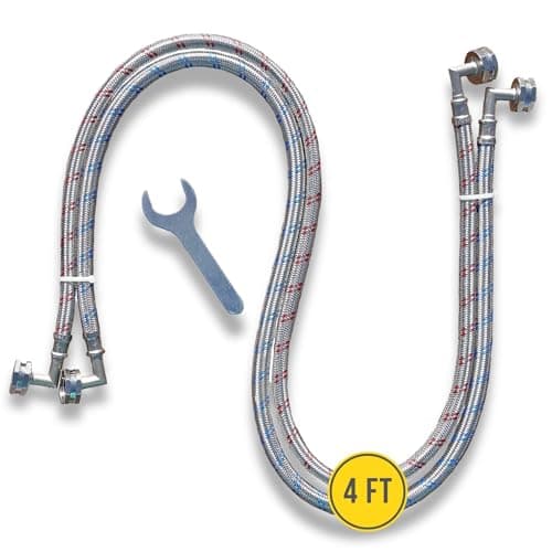 Hippohose 4 ft Double 90° Elbow Washing Machine Hoses (Elbows on Both Ends, 2-Pack)