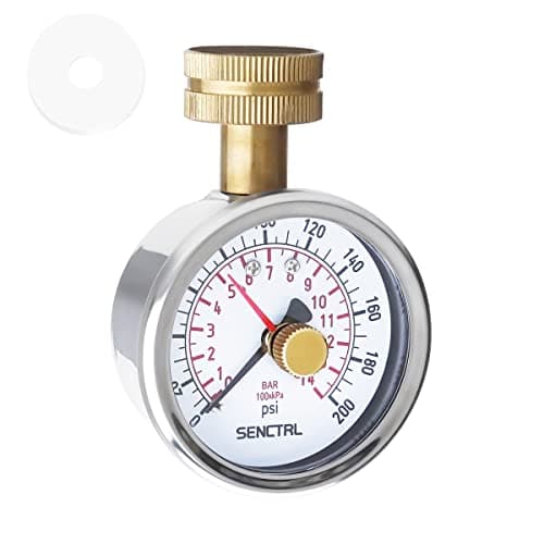 SENCTRL Lead-Free Water Pressure Test Gauge (0-200 psi, Lazy Hand, 3/4 in FHT)