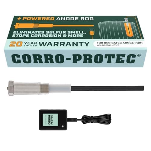 Corro-Protec Powered Anode Rod for Water Heater, 40 to 89 Gallon (Titanium, Dedicated Anode Port, 20-Year Stated Warranty)