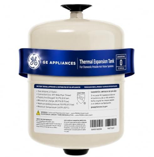 GE Appliances 2.1 Gallon Water Heater Expansion Tank (40 psi Pre-Charge, 80 psi Max Charge, 3/4 in MNPT)