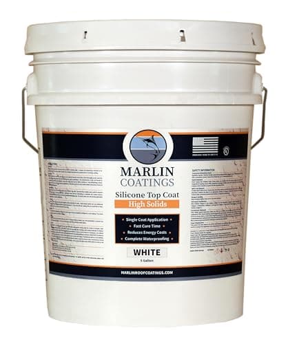 Marlin Coatings 100% Silicone Top Coat Roof Coating (White, 5 gal, One Coat)
