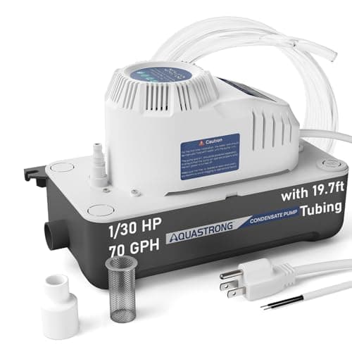 Aquastrong 70 GPH Condensate Pump (16 ft Lift, Safety Switch, Five Inlets, 19.7 ft Tubing)