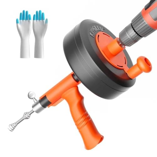 KINGLEV 25 ft Hand Drum Auger (1/4 in Steel Cable, Drill Adapter, Manual Feed)