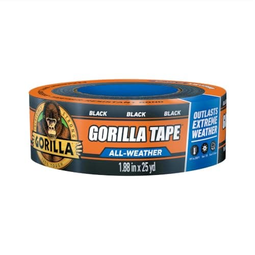 Gorilla All Weather Tape (Black, 1.88 in x 25 yd, Butyl Adhesive, 0°F to 200°F)