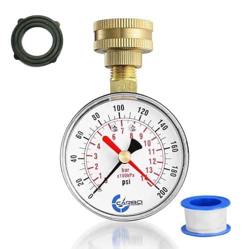 CARBO Instruments 2-1/2 in Water Pressure Test Gauge (0-200 psi, Red Max Pointer, 3/4 in Female Hose Thread)