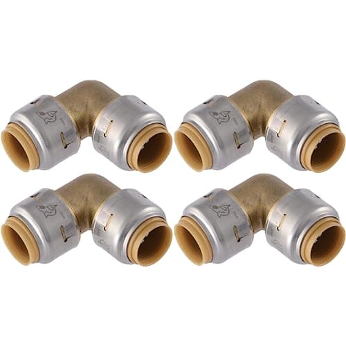 SharkBite Max 1/2 in 90° Push-to-Connect Elbow UR248A4 (Brass, 4-Pack)