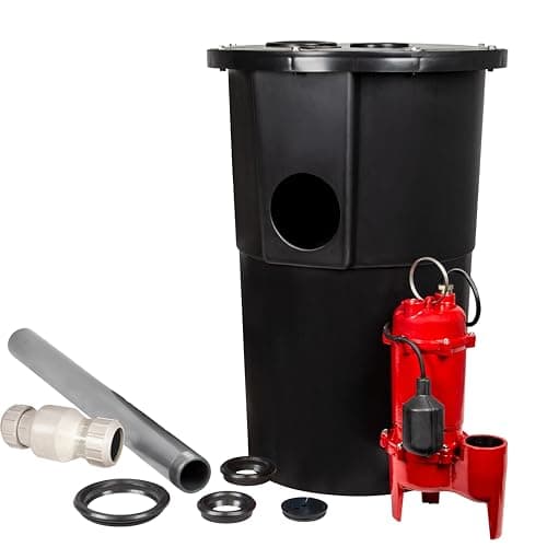Red Lion RL-WCS50TA Sewage System (1/2 HP Cast Iron Pump, 18 x 30 in Basin, Check Valve)
