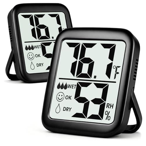 Antonki Indoor Hygrometer 2-Pack (±5% RH Stated, Kickstand and Magnets)
