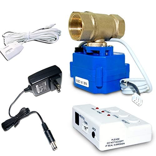 E-SDS Water Leak Detector with Shutoff Valve (3/4 in NPT Brass Ball Valve, 19.68 ft Sensor Probe, 80 dB Alarm)