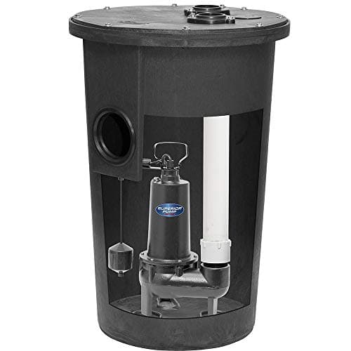 Superior Pump 93020 Sewage Pump System (1/2 HP, 30-Gallon Sealed Basin, Check Valve)