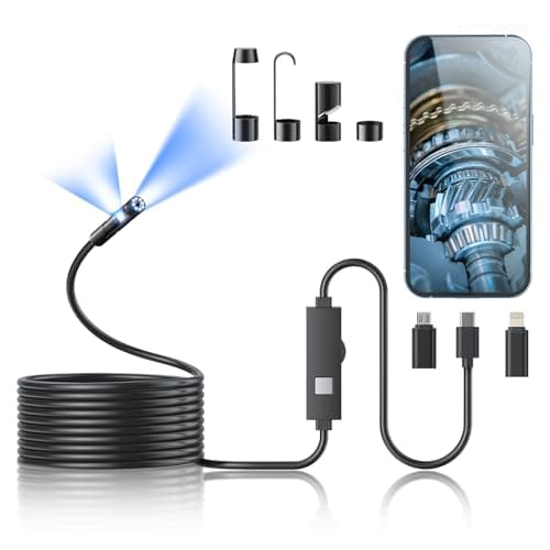 Kinpthy W400 Dual-Lens Phone Endoscope (7.9 mm Probe, 16.4 ft Cable, iOS and Android)