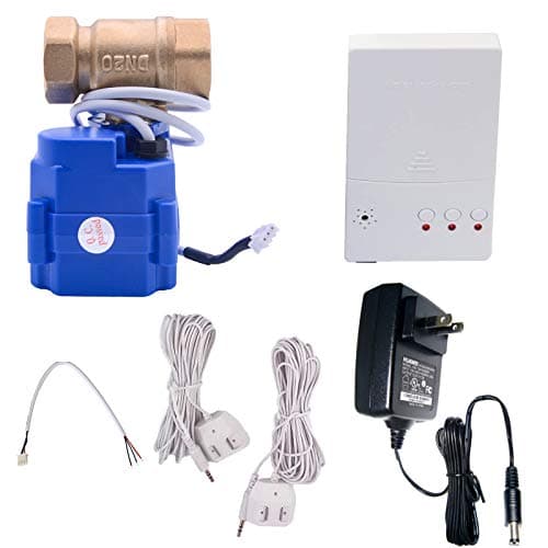 E-SDS Automatic Water Leak Detector with Shutoff Valve (3/4 in NPT, 120 dB Alarm, AC Adapter with 4 AA Battery Backup)