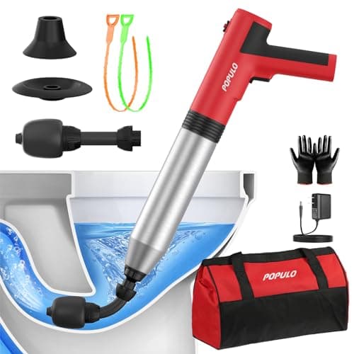 POPULO Electric Toilet Plunger (Rechargeable Air Pump, Up to 5 Bar)