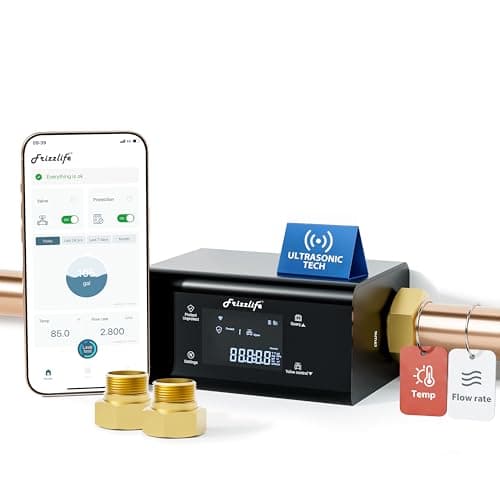 Frizzlife LP365 Smart Water Monitor and Automatic Shutoff Valve (Ultrasonic 0.01 gpm Leak Detection, Wi-Fi App, 3/4 in and 1 in)