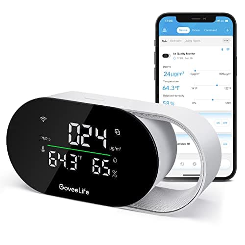 GoveeLife Smart Air Quality Monitor H5106 (PM2.5, Temperature, Humidity; LED Display, Wired)