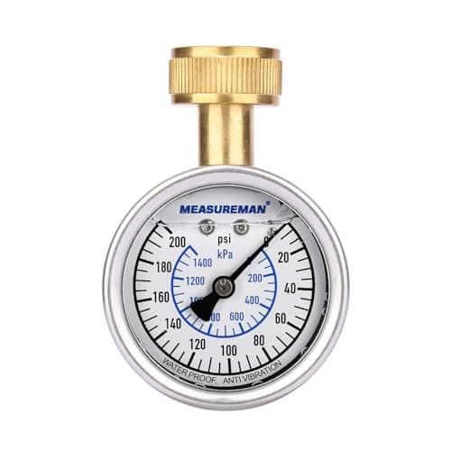 MEASUREMAN 2-1/2 in Glycerin-Filled Water Pressure Test Gauge (0-200 psi, Stainless Case, 3/4 in FHT)