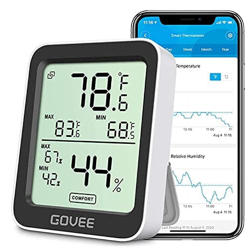 Govee H5075 Bluetooth Hygrometer (±3% RH Stated, App Alerts, 2-Year Data Export)
