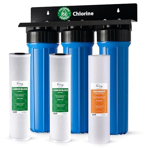iSpring WGB32B 3-Stage Whole House Water Filter System (20 in Cartridges, 1 in NPT, Up to 15 GPM)