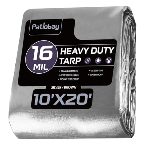 Patiobay 16 Mil Heavy Duty Tarp (10 x 20 ft, Silver)