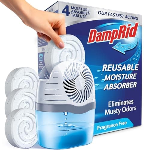 DampRid Reusable Moisture Absorber with 4 Drop-In Tablets (Fragrance Free, 15.8 oz)