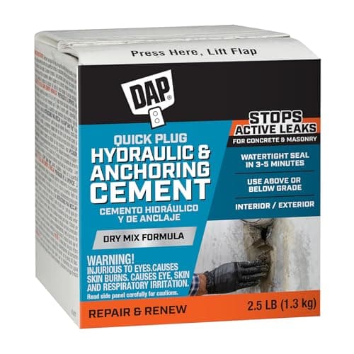 DAP Quick Plug Hydraulic Cement, 2.5 lb (Polymer-Fortified, Watertight in 3 to 5 Minutes While Water Flows)