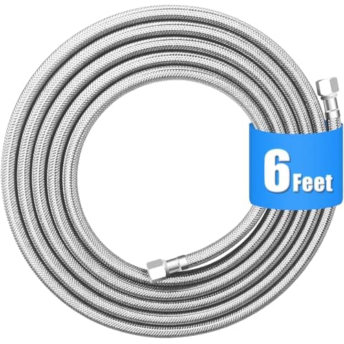 HAOCHEN 6 ft Braided Stainless Refrigerator Water Line (PEX Inner Tube, 1/4 in Compression)