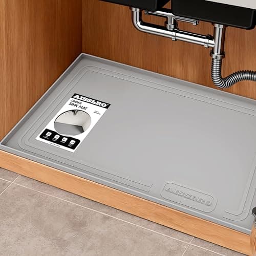 Aisslro Silicone Under Sink Mat 22 x 19 in (0.59 in Raised Edge, Non-Slip Base)