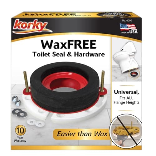 Korky 6000 WaxFree Toilet Seal Kit with Hardware (Red Rubber, Above, Even or Below Floor Flanges)