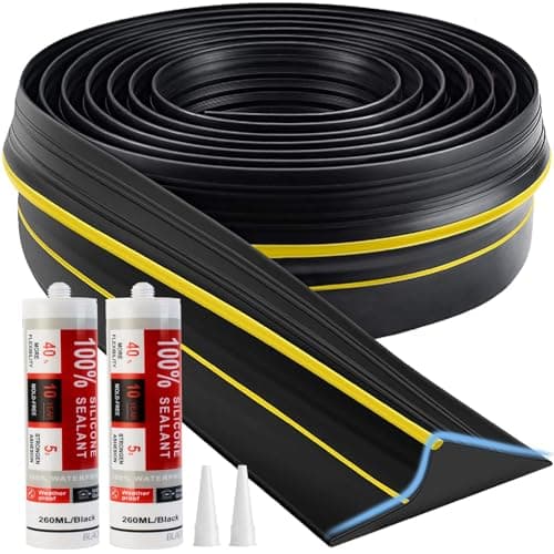 Jin&Bao Universal Garage Door Threshold Seal (20 ft Rubber Strip, 3.7 in Wide, 0.6 in High, Adhesive Included)